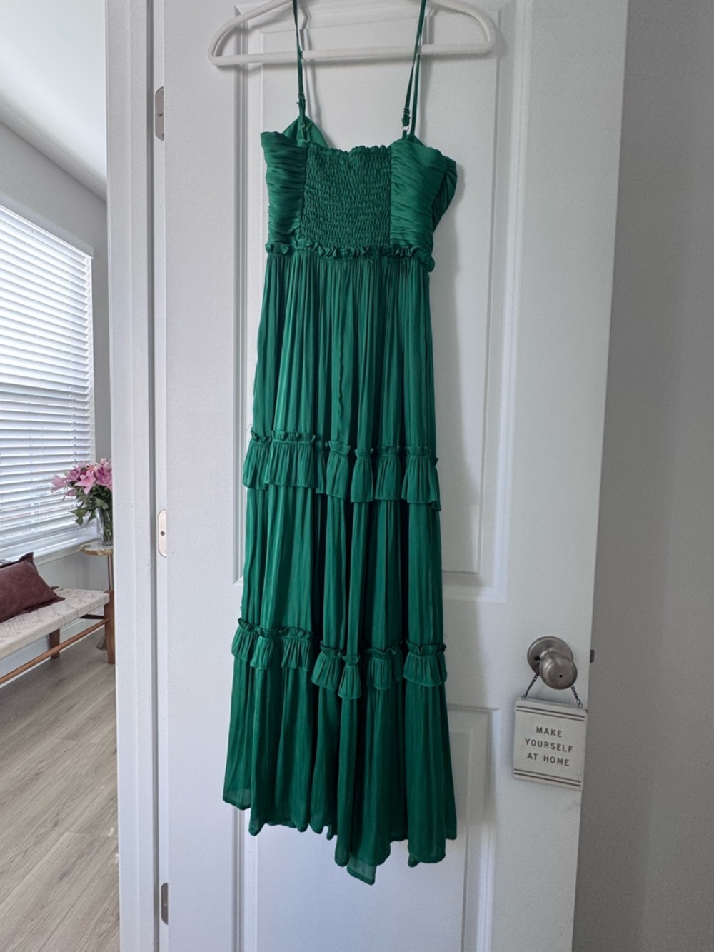 Aqua Emerald Green Spaghetti Strap Tiered Maxi Dress - Picture 3 of 4